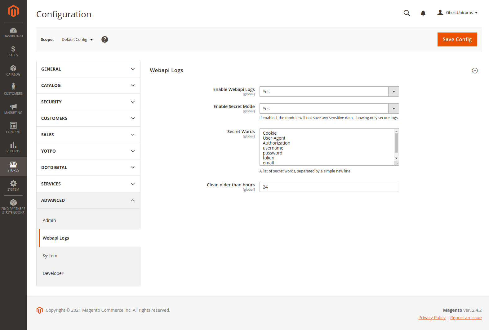 GhostUnicorns WebApiLogs